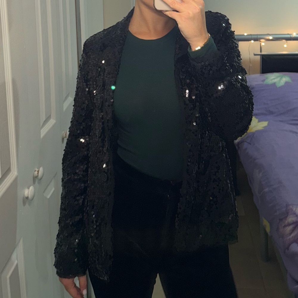 Joan Rivers Black Sequin Blazer